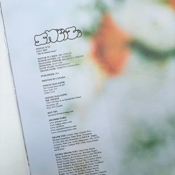 SNEEZE MAGAZINE N° 65 FALL 2025