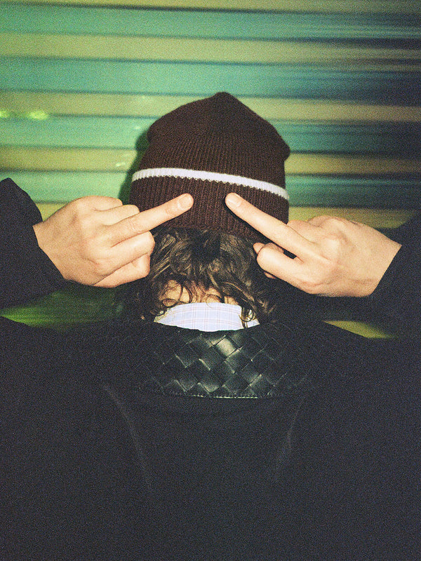 SNEEZE MAGAZINE Contrast Stripe Wool Beanie