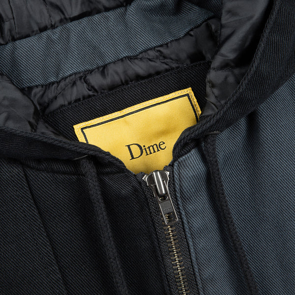 Dime Panel Denim Hooded Bomber Jacket