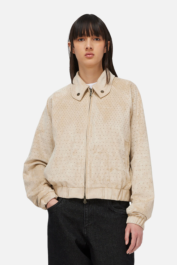 Dime Perforated Faux Suede Jacket